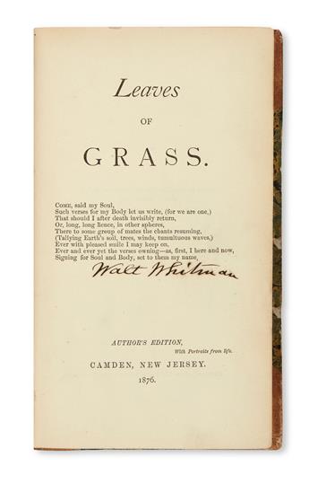 WHITMAN, WALT. Leaves of Grass.